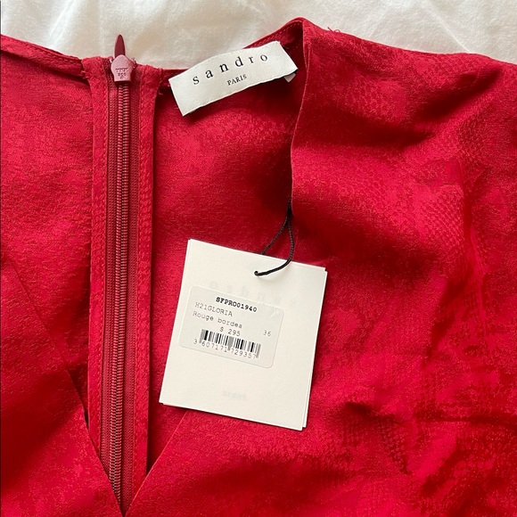 sandro red silky dress size 36 (new) - Picture 4 of 4